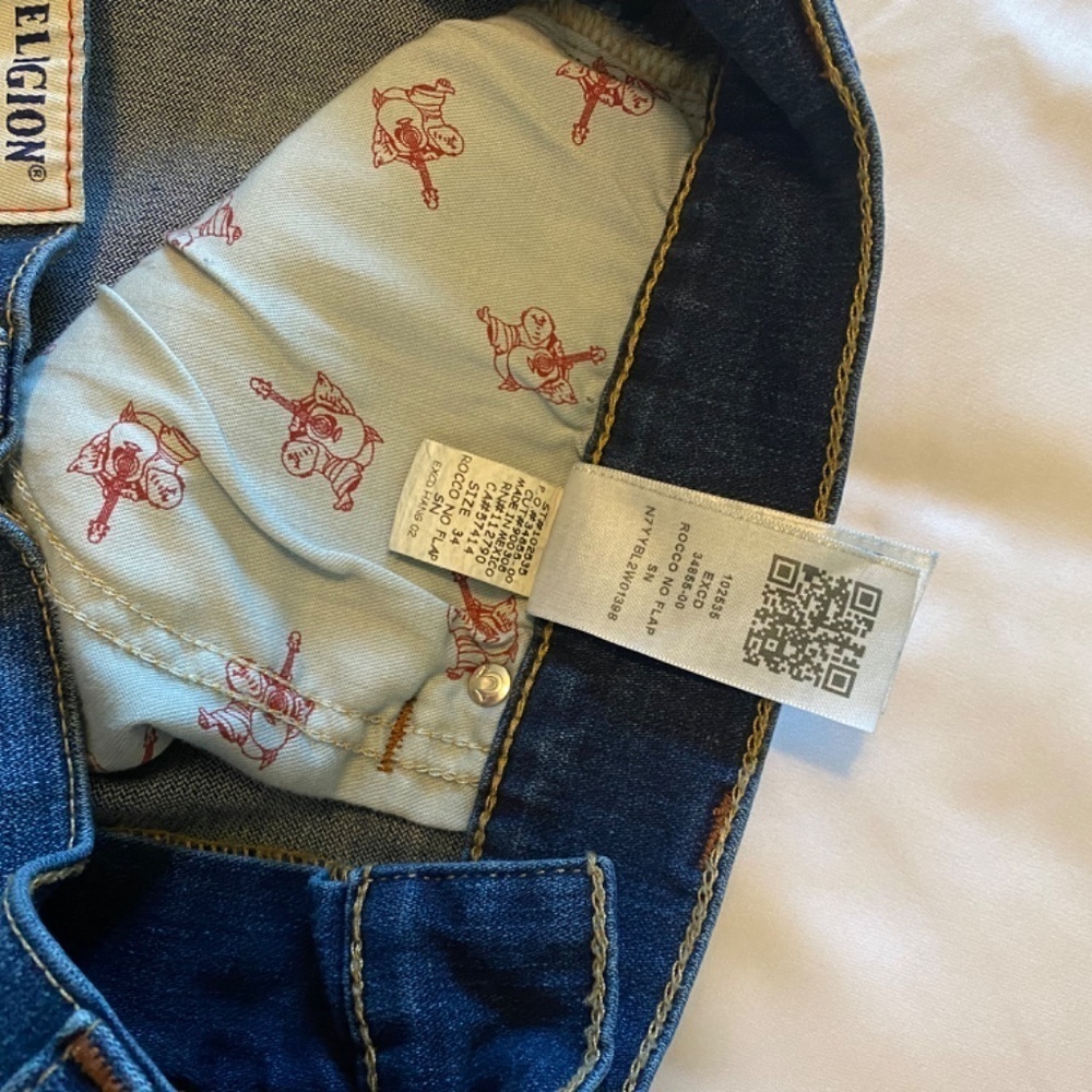 True Religion-Men's Rocco Relaxed Skinny Jean-No Flap-Dark Wash- Size 34 - Picture 6 of 12